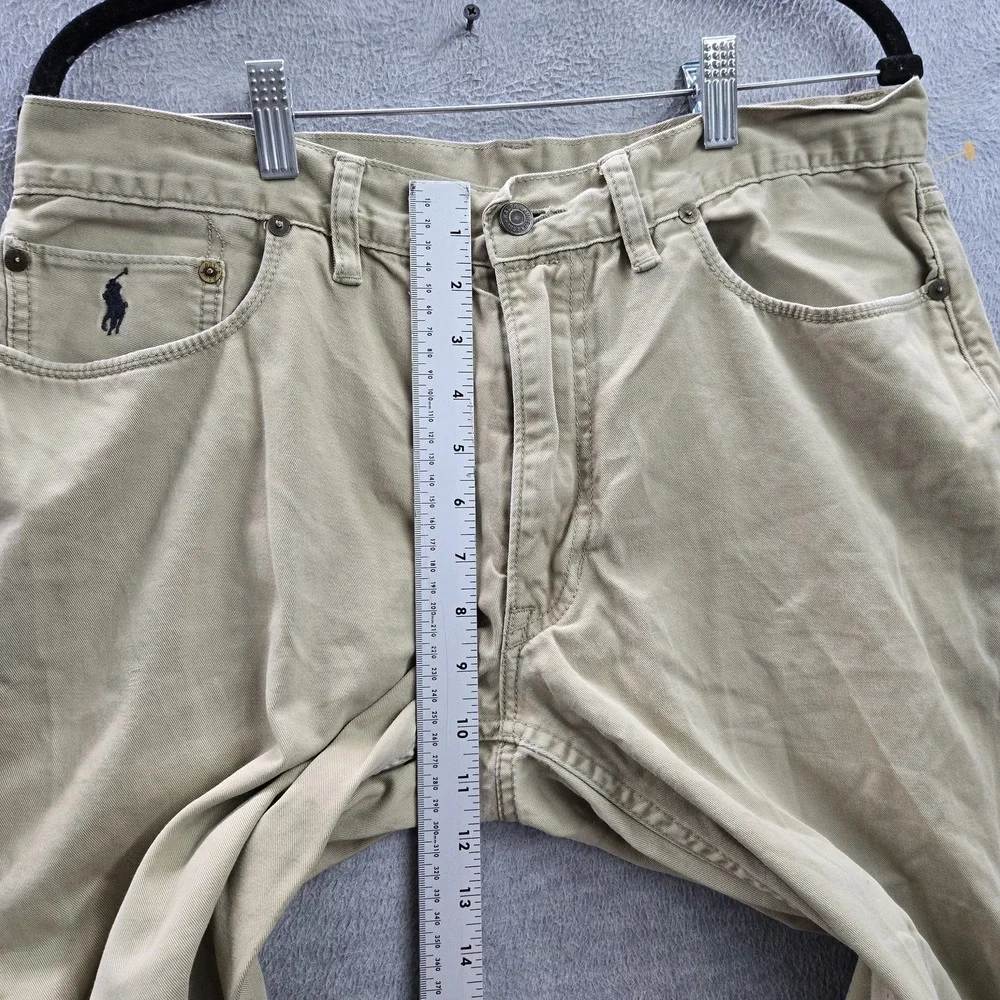Polo Ralph Lauren Men Pants‎ 34/32 Beige Embroidered Khakis Twill Button Zipper